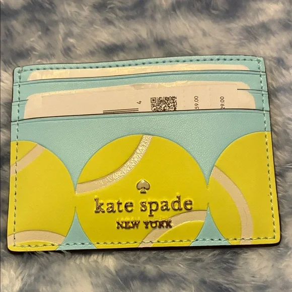 Kate Spade Grand Slam Tennis Slim Card Holder New $129 MSRP Leather - Picture 1 of 4